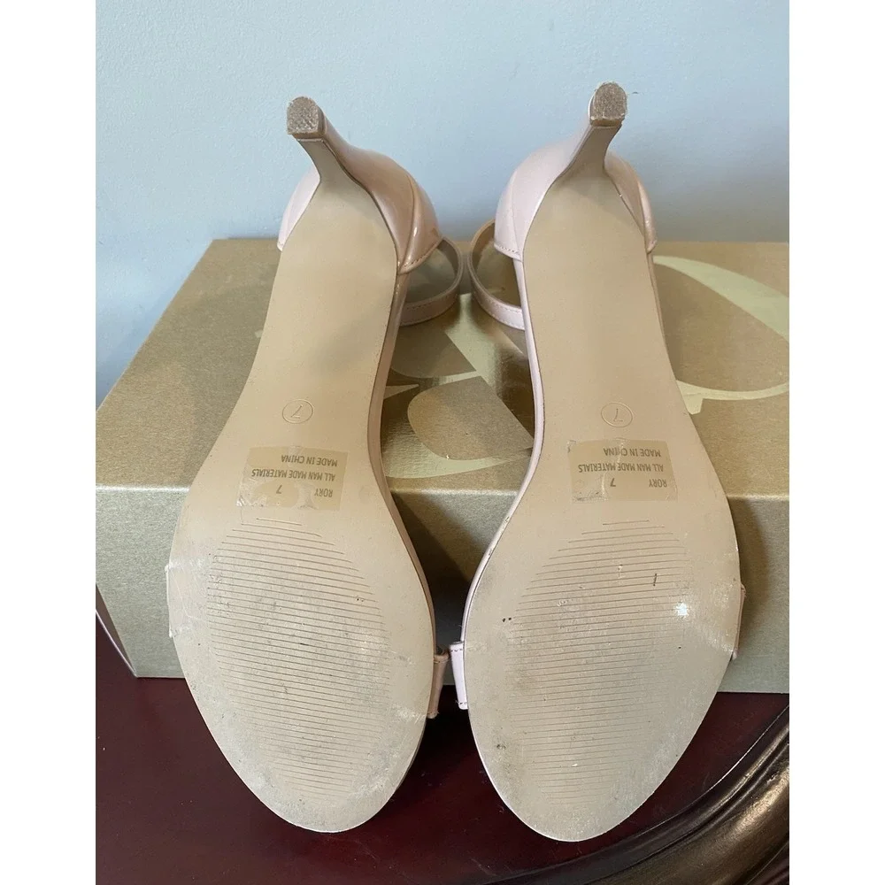 Charlotte Russe Rory Women's Size 7 Beige High Heel Nude Open Toe Ankle Strap